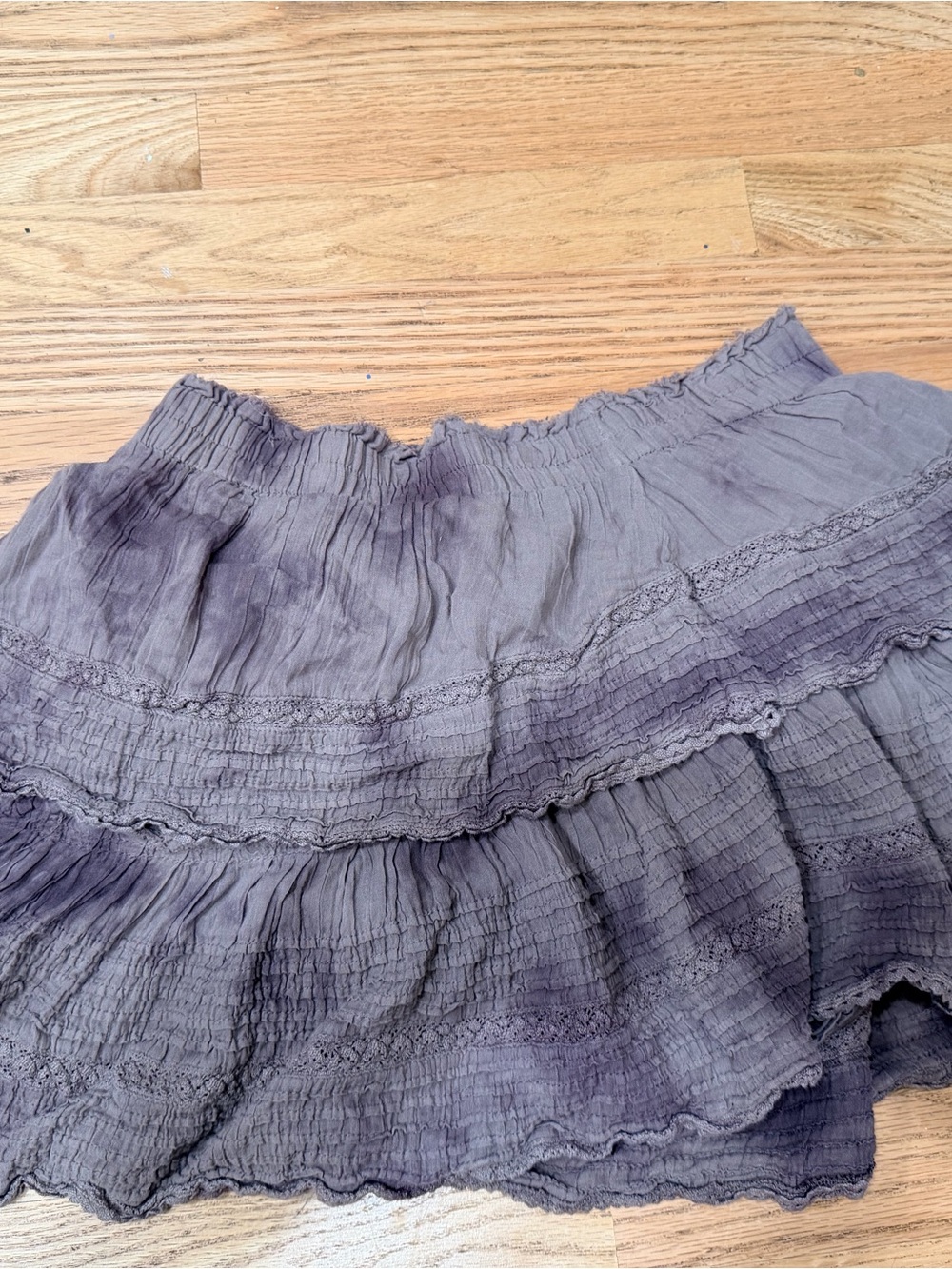 aerie Tiered Mini Skirt in Slate Gray